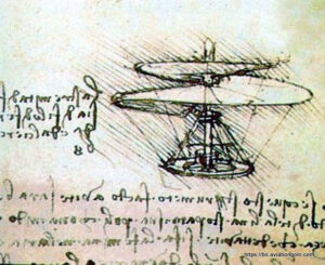 Drawing by Leonardo da Vinci of a Helicopter Drawing by Leonardo da Vinci of a Helicopter